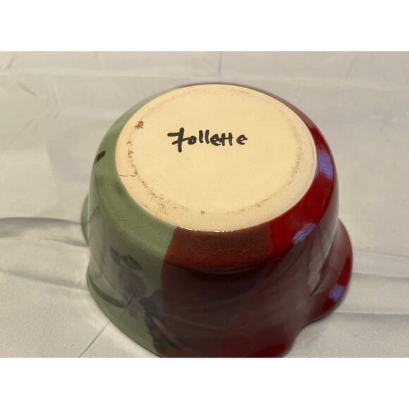 Kent Follette Handmade Studio Pottery Oven Safe Baked Round Dish Bowl 9” - Picture 5 of 5